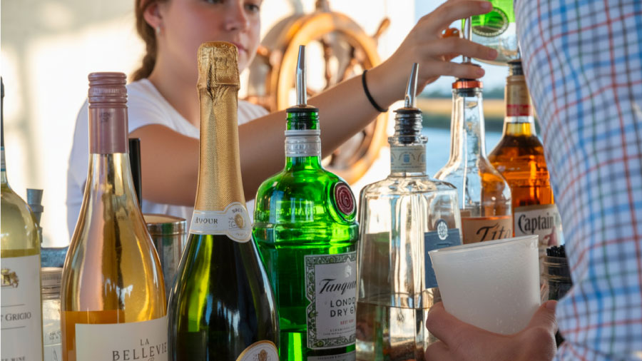 Bar setup onboard Osprey charter boat