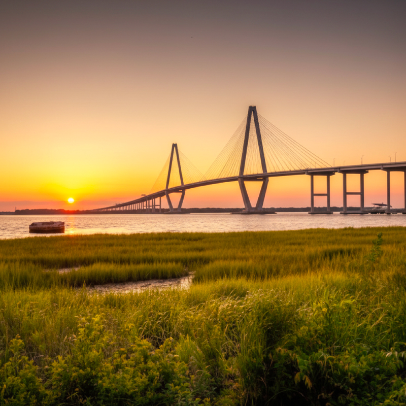 Sunset over the Ravenel Bridge