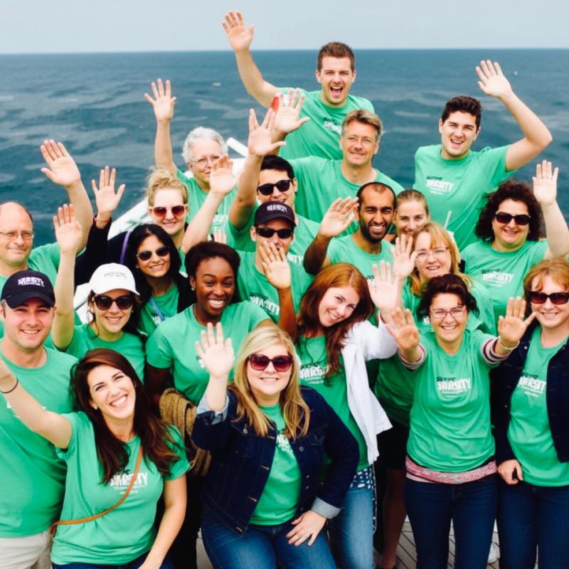 Corporate group on a charter boat