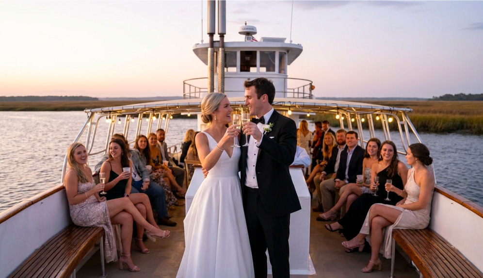 Wedding cruise aboard Osprey Boat Charters in Charleston