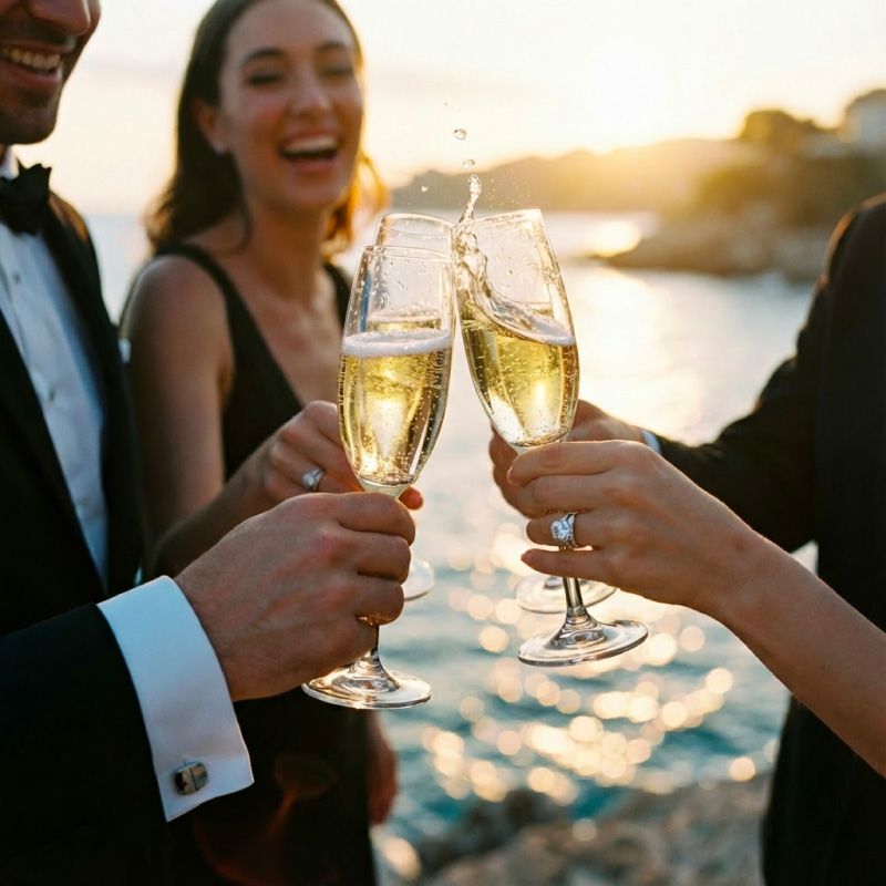 Couple celebrating on a Charleston wedding cruise